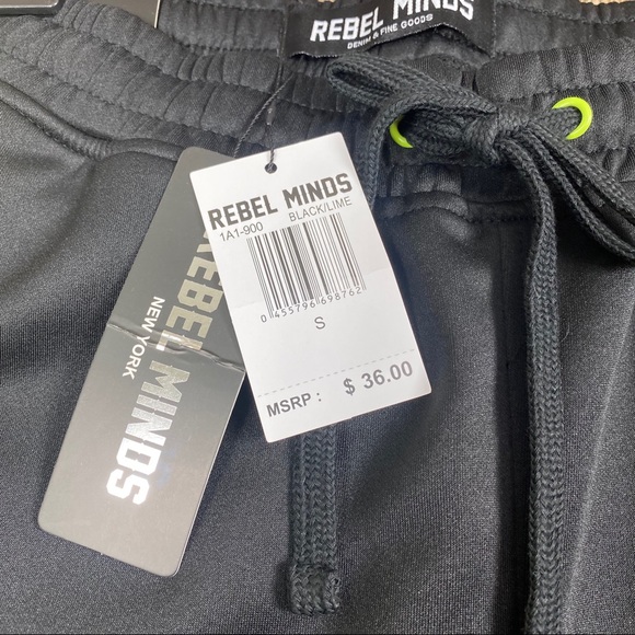 Rebel Minds Black Neon Green Draw String Shorts - Picture 3 of 4